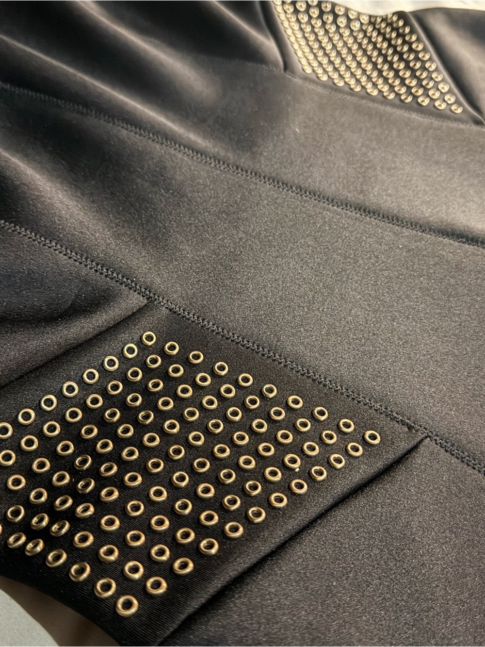 NWT MICHAEL Michael Kors Black Scuba Fit & Flare Studded Dress Size Medium M New - Picture 7 of 15